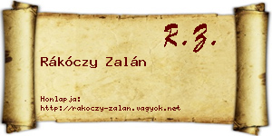 Rákóczy Zalán névjegykártya